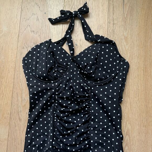 NWT Swimsuits For All Ruched Tummy Control Full Coverage One Piece Swim Size 16 - Picture 3 of 9